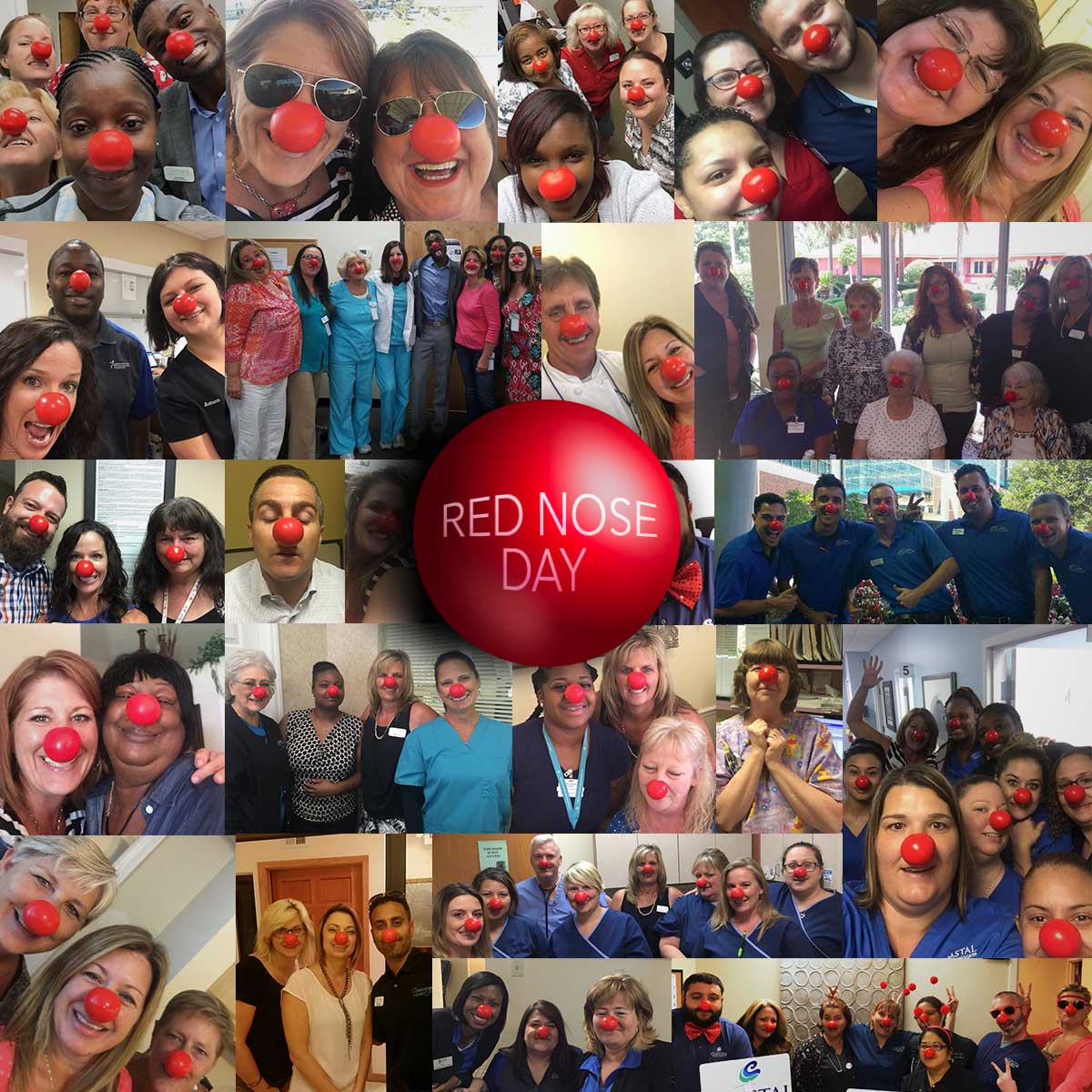 Pictures of team member wearing red noses